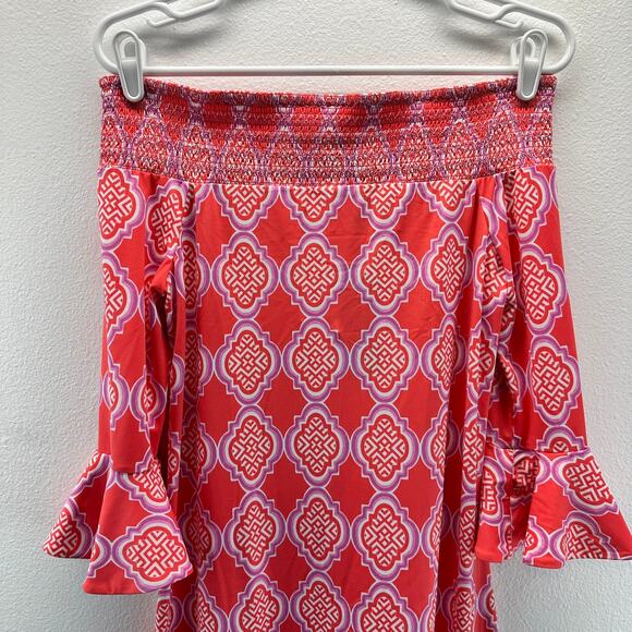 NWT Cabana Life Coral Tides Off the Shoulder Dress Pink Tassels XS - Picture 4 of 16